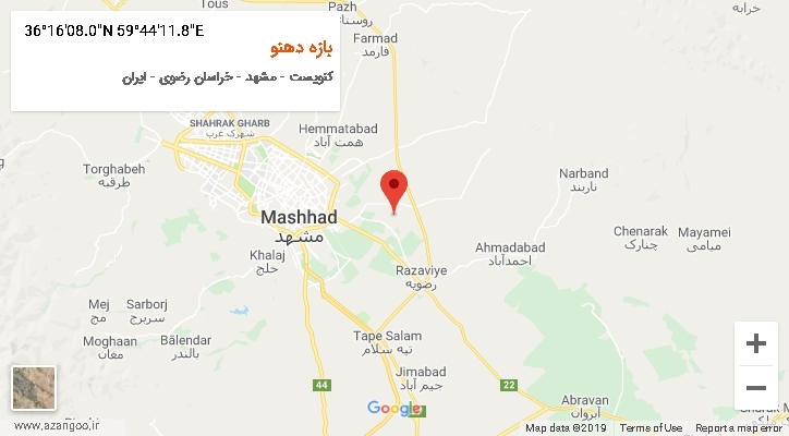 روستای بازه دهنو بر روی نقشه