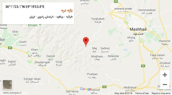 روستای بازه دره بر روی نقشه