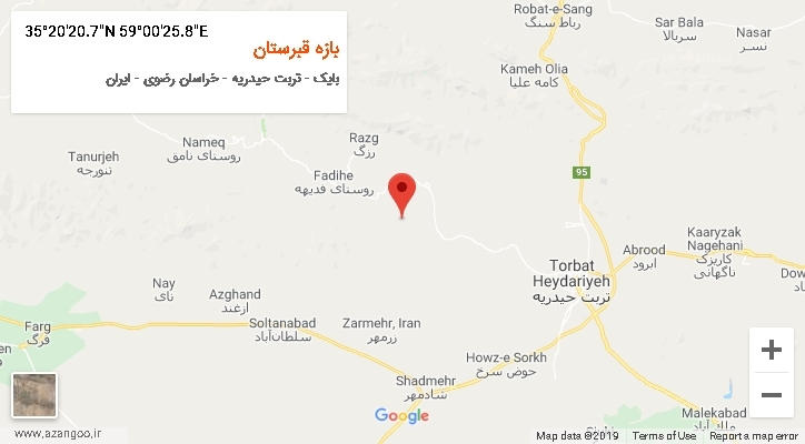 روستای بازه قبرستان بر روی نقشه