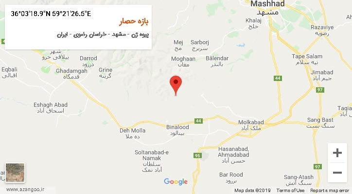 روستای بازه حصار بر روی نقشه