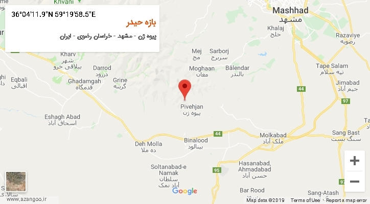 روستای بازه حیدر بر روی نقشه