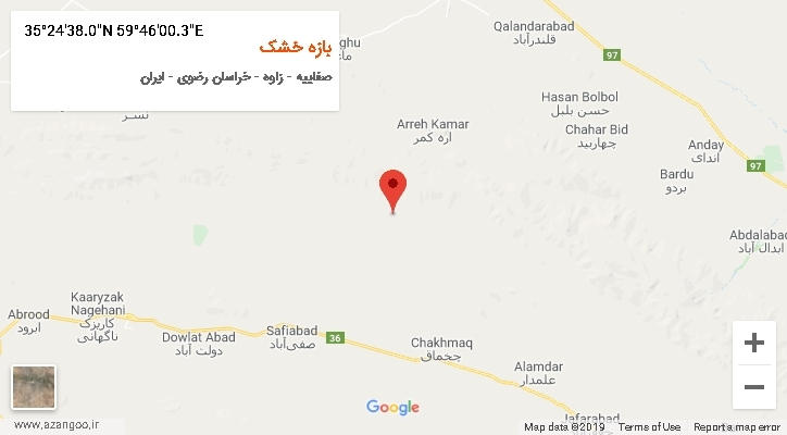 روستای بازه خشک بر روی نقشه