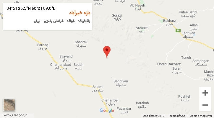 روستای بازه خیرآباد بر روی نقشه