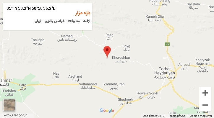روستای بازه مزار بر روی نقشه