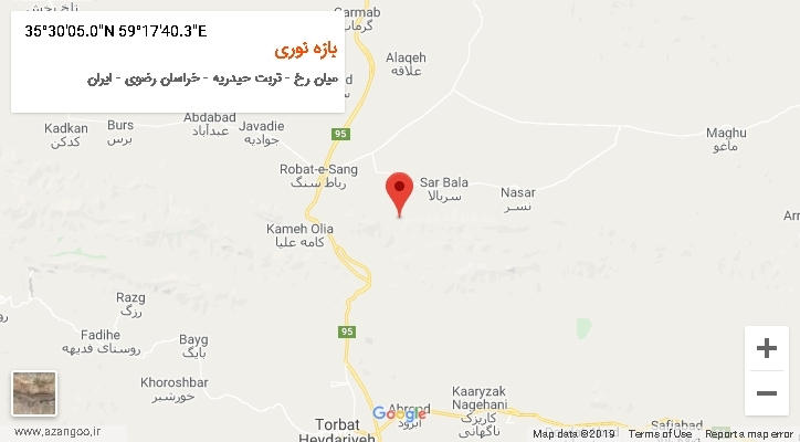 روستای بازه نوری بر روی نقشه