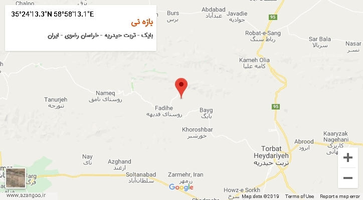 روستای بازه نی بر روی نقشه