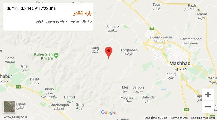 روستای بازه شقدر بر روی نقشه