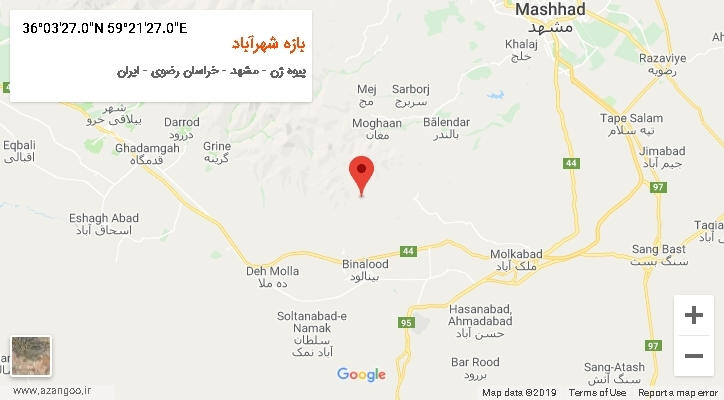 روستای بازه شهرآباد بر روی نقشه