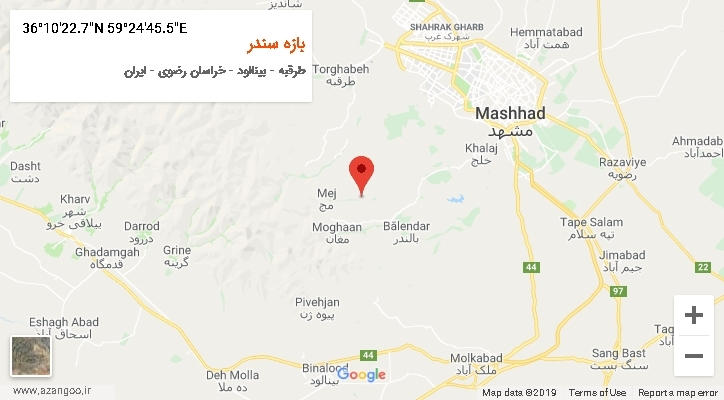 روستای بازه سندر بر روی نقشه