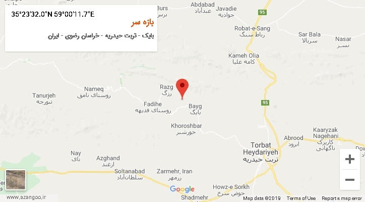 روستای بازه سر بر روی نقشه
