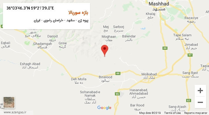 روستای بازه سوربالا بر روی نقشه