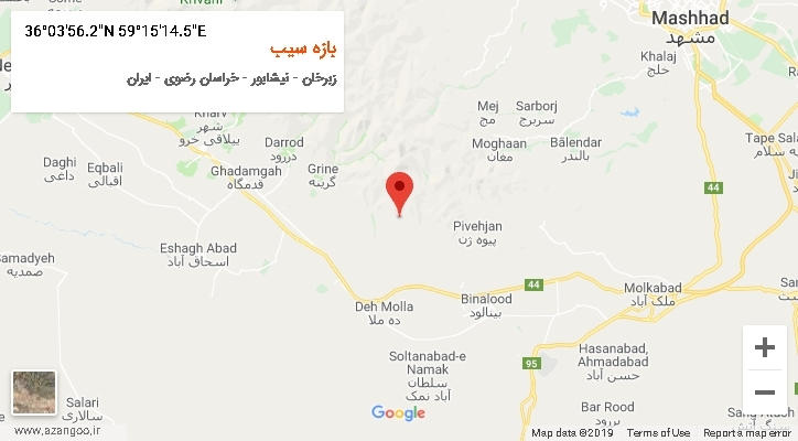 روستای بازه سیب بر روی نقشه