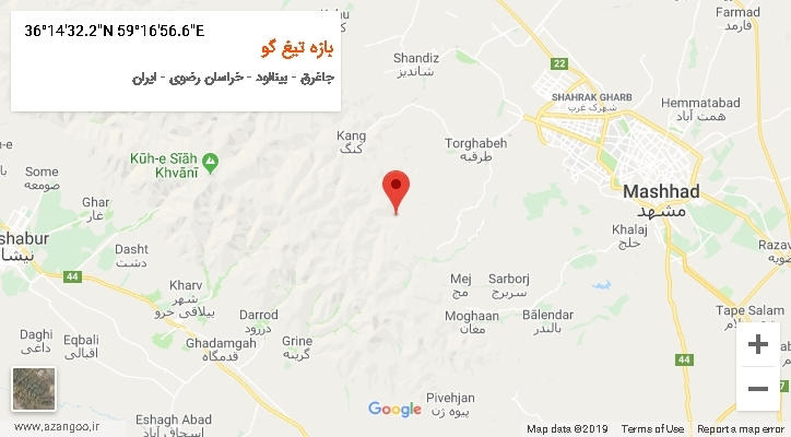 روستای بازه تیغ گو بر روی نقشه