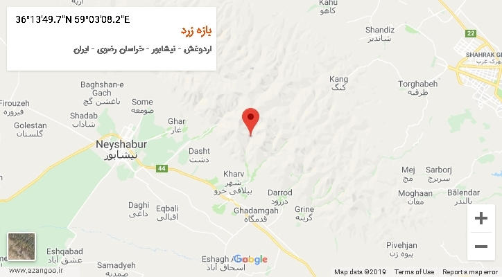 روستای بازه زرد بر روی نقشه