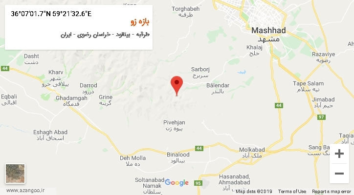 روستای بازه زو بر روی نقشه