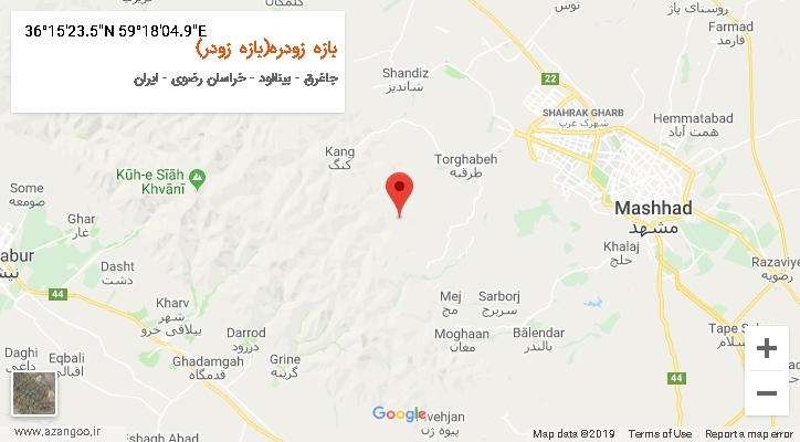 روستای بازه زودره(بازه زودر) بر روی نقشه