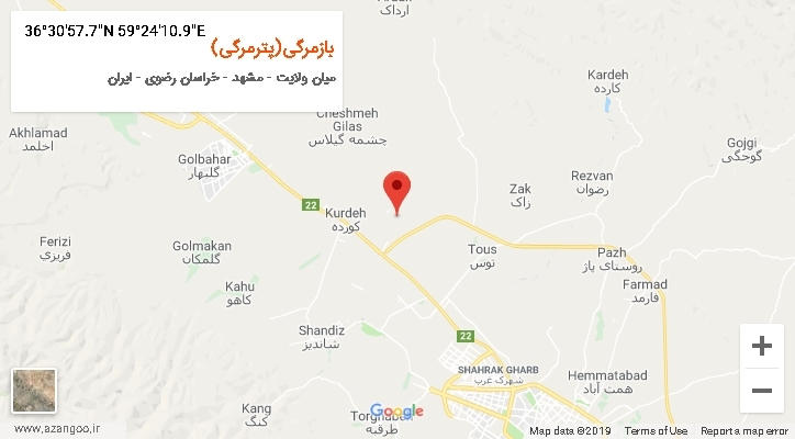 روستای بازمرگی(پترمرگی) بر روی نقشه