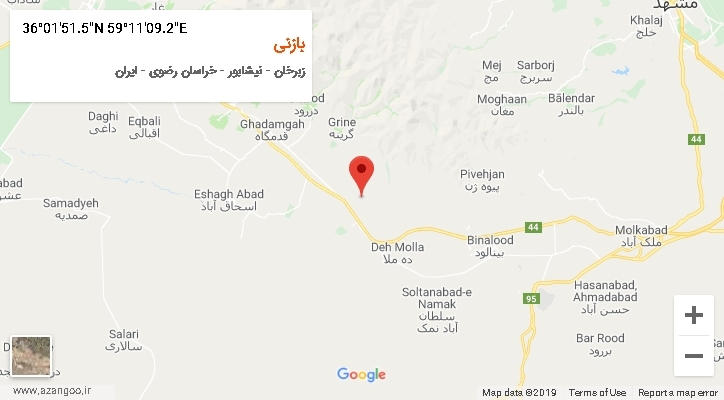 روستای بازنی بر روی نقشه