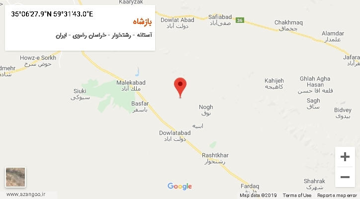 روستای بازشاه بر روی نقشه