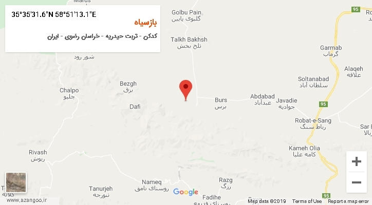 روستای بازسیاه بر روی نقشه