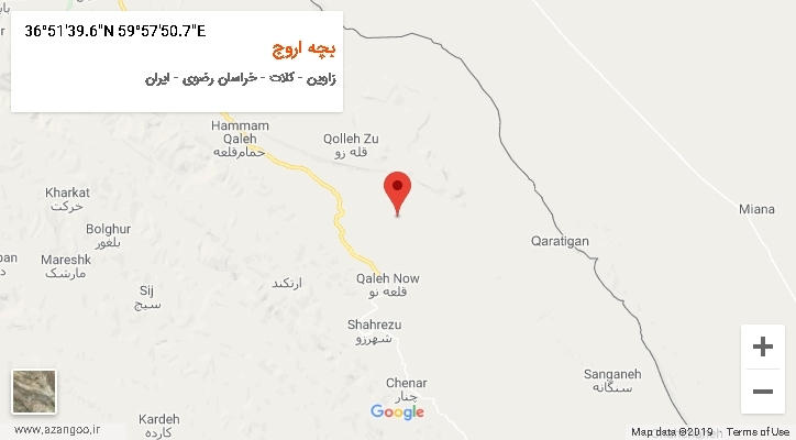 روستای بچه اروج بر روی نقشه