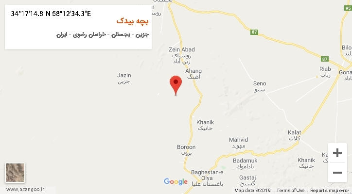 روستای بچه بیدک بر روی نقشه