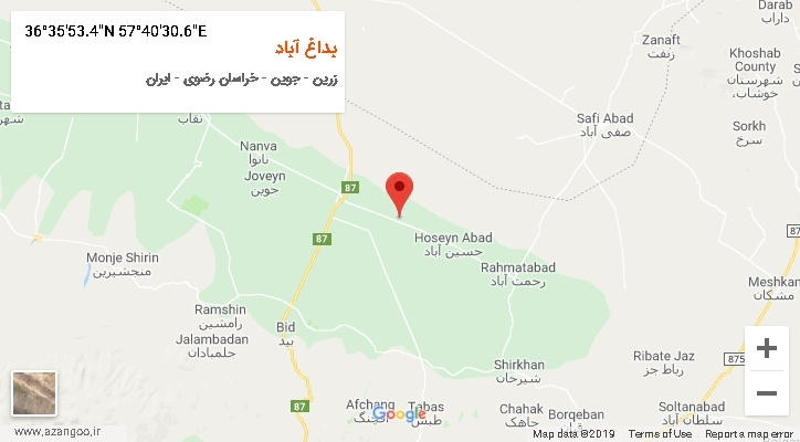 روستای بداغ آباد بر روی نقشه