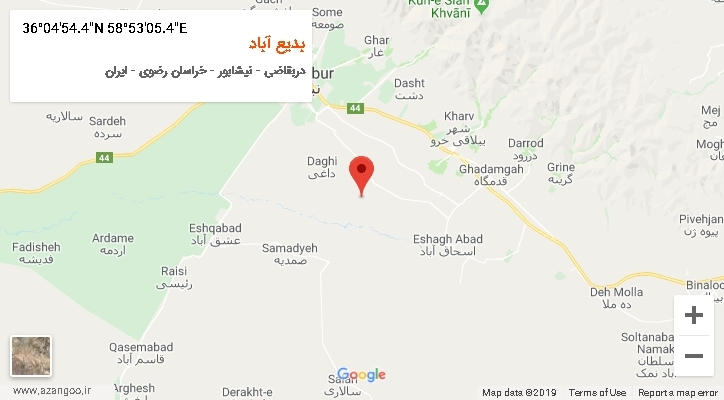 روستای بدیع آباد بر روی نقشه