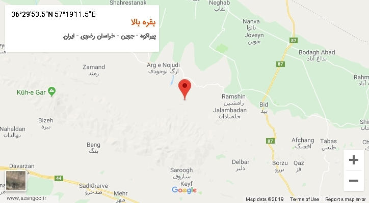 روستای بفره بالا بر روی نقشه