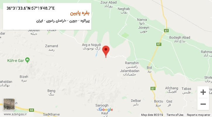 روستای بفره پایین بر روی نقشه