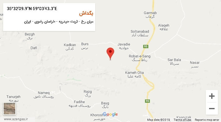 روستای بگداش بر روی نقشه