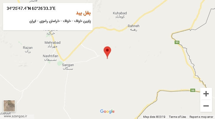 روستای بغل بید بر روی نقشه
