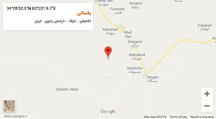 روستای بقسانی بر روی نقشه