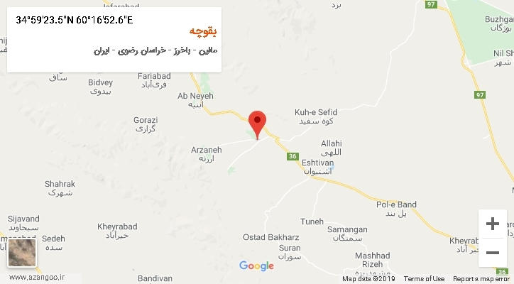 روستای بقوچه بر روی نقشه