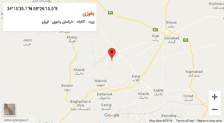 روستای بغوزی بر روی نقشه