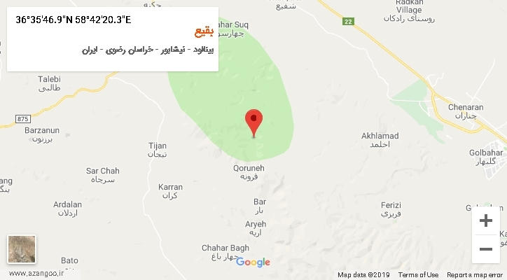 روستای بقیع بر روی نقشه