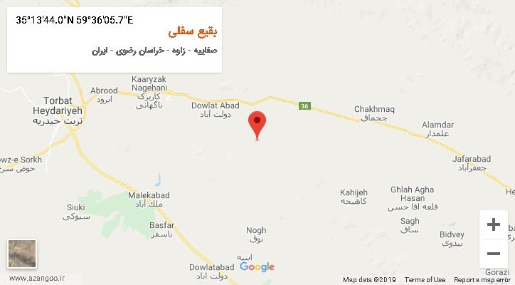 روستای بقیع سفلی بر روی نقشه