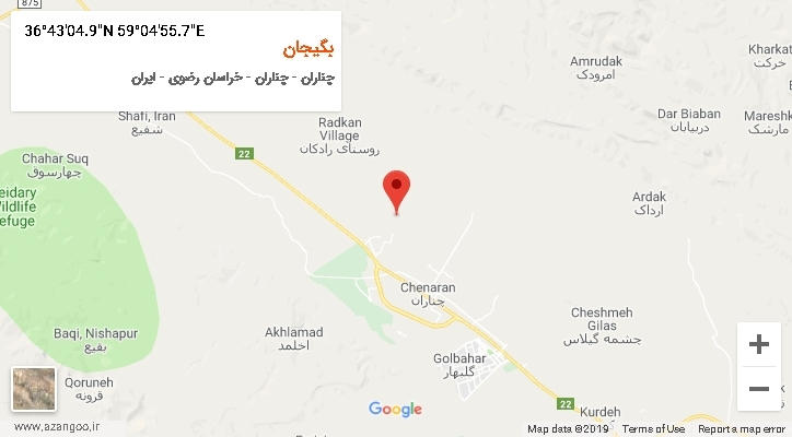 روستای بگیجان بر روی نقشه