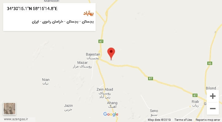 روستای بهآباد بر روی نقشه
