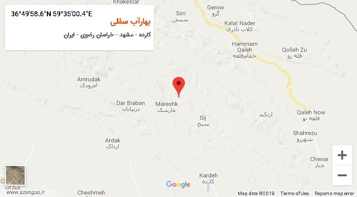 روستای بهارآب سفلی بر روی نقشه