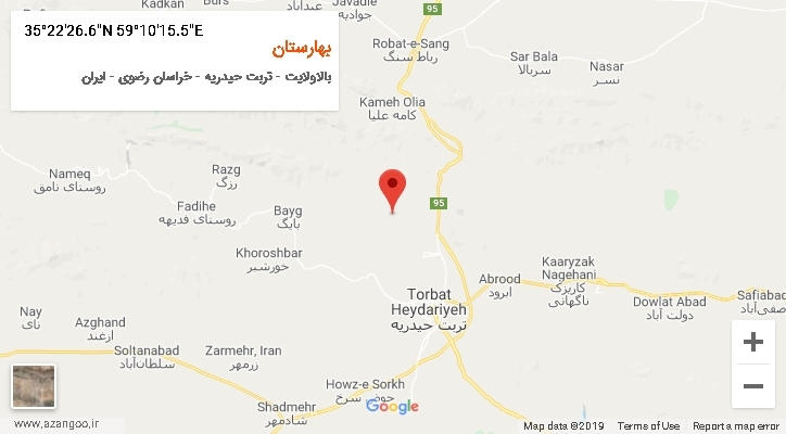 روستای بهارستان بر روی نقشه