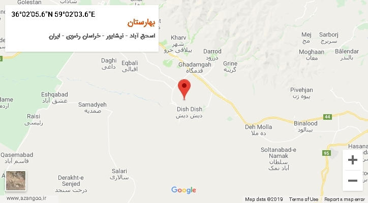 روستای بهارستان بر روی نقشه