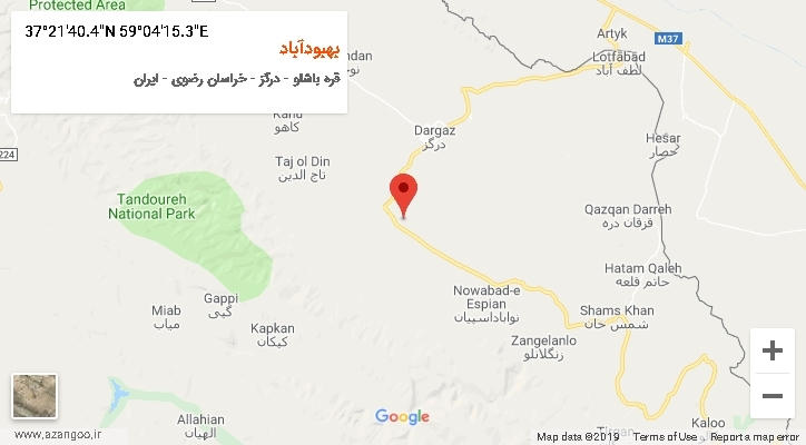 روستای بهبودآباد بر روی نقشه