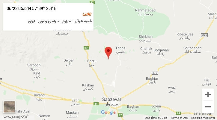 روستای بهبی بر روی نقشه