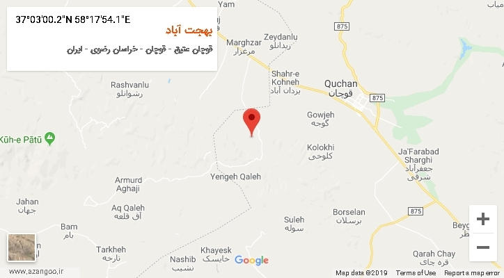 روستای بهجت آباد بر روی نقشه