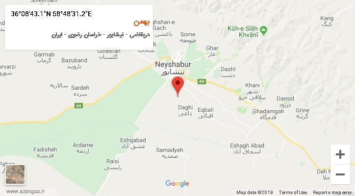 روستای بهمن بر روی نقشه