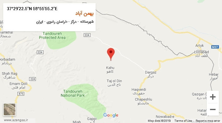 روستای بهمن آباد بر روی نقشه