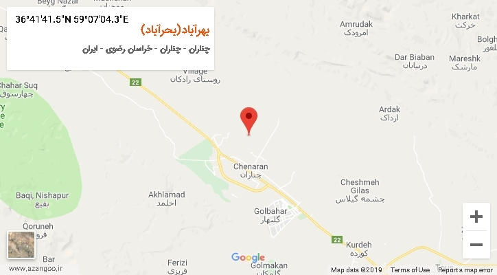 روستای بهرآباد(بحرآباد) بر روی نقشه