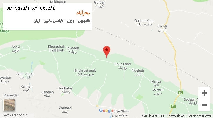 روستای بحرآباد بر روی نقشه