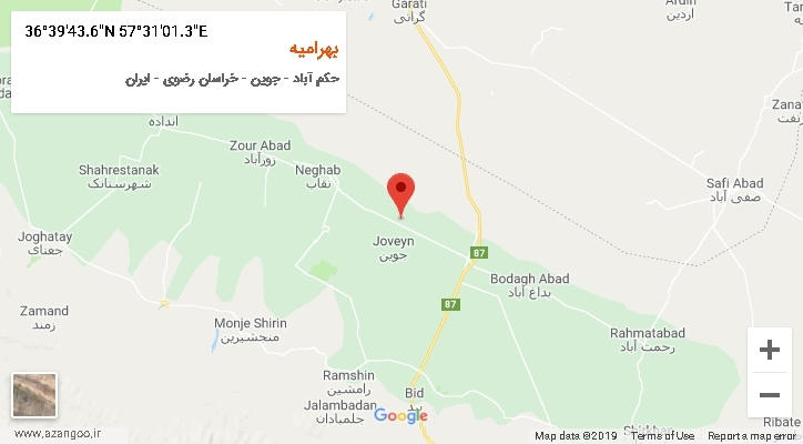 روستای بهرامیه بر روی نقشه